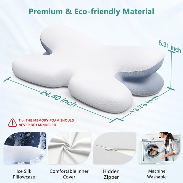 TailsUp Cervical Neck Pillow Neck Pain Relief, Adjustable Ergonomic Memory Foam Pillow for Neck and Shoulder Pain Relief, Orthopedic Contour Support Pillows for Side Back & Stomach Sleepers - Image 4