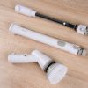 TailsUp Electric Rotary Household Cleaning Brush, Cordless Rotary Scrubber Brush, Replaceable Brush Head and Adjustable Extension Handle, Electric Cleaning Brush for Bathroom Floor Tiles (White) - Image 2